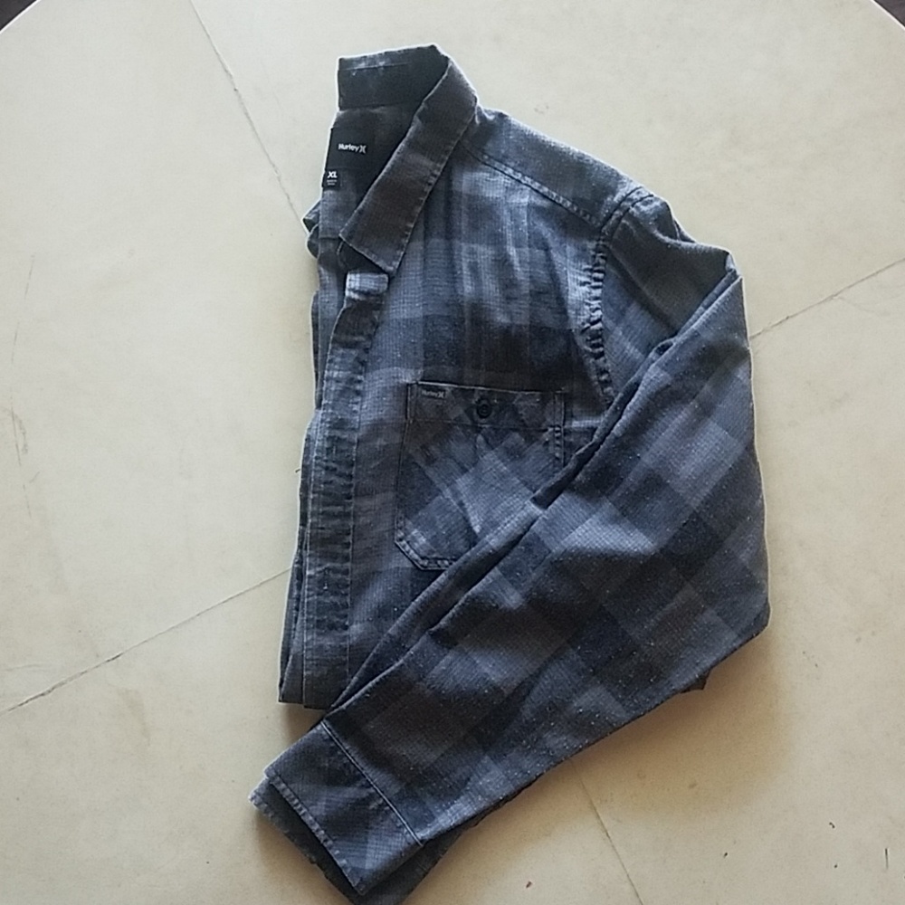 Hurley grey plaid flannel XL